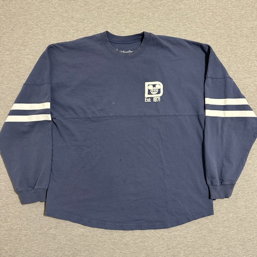 Disney Parks Spirit Jersey Long Sleeve Shirt WDW Est Blue Mens Size Medium